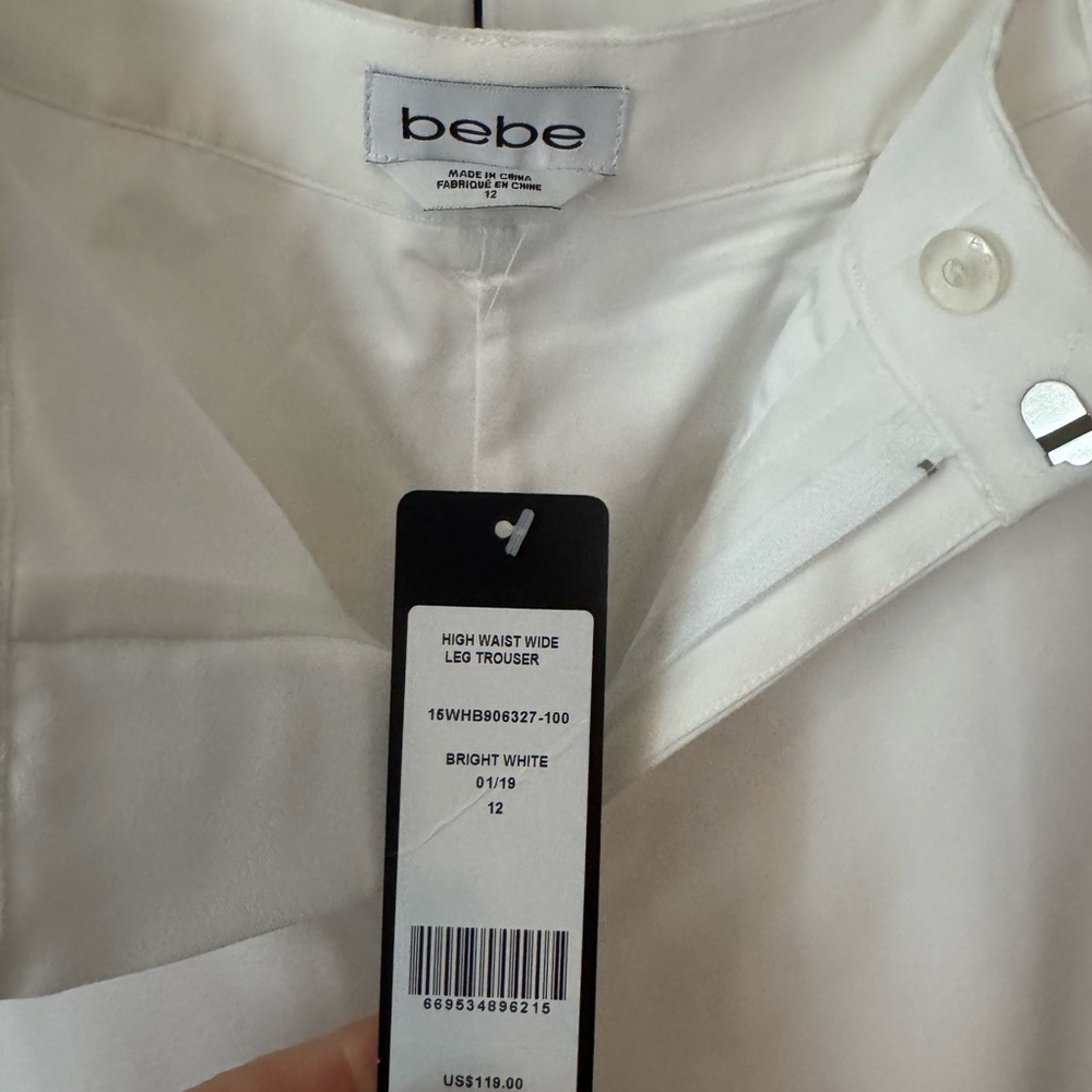 bebe White Wide-Leg Dress Pants - Picture 2 of 2